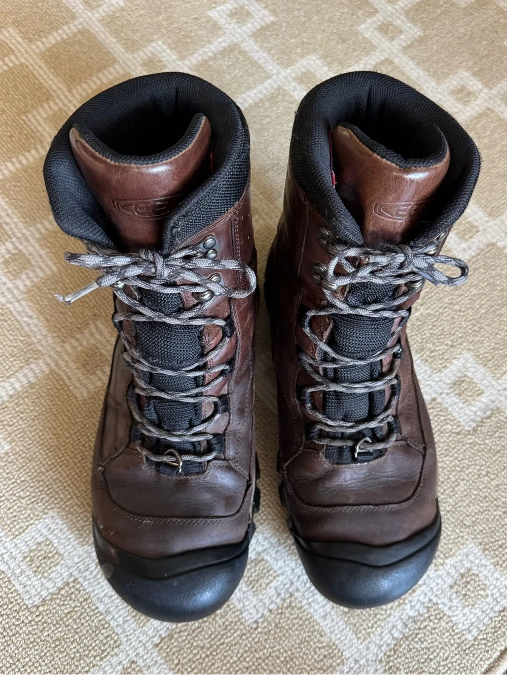 KEEN Waterproof Leather Boots Hiking Outdoor Utility Work Brown Size 12